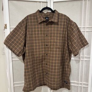 Vans Brown Plaid Short-Sleeve Button-Down Shirt